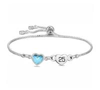 Delicata catena a maglie in argento con cristallo regalo di compleanno per figlia, mamma, sorella, amici, amante, promemoria gioielli per età dai 7 ai 100 anni, adjustable, Acciaio inossidabile