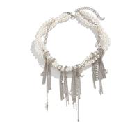Delicata collana a catena con perle finte multistrato e nappe a stella accessorio per il collo moda gioielli da indossare tutti i giorni elegante collana da donna, One Size, come descritto, come