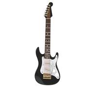 Delicata Collezione di Ornamenti per Modelli di Chitarra Elettrica in Legno da 14 Cm con Supporto Famiglia Applicata (BLACK)