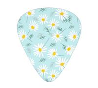 Delicata margherita floreale blu e bianca,12 pezzi di plettri per chitarra, 3 plettri di diverso spessore per chitarra acustica, basso, ukulele
