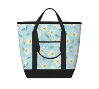 Delicata margherita floreale blu e bianca,Borsa porta pranzo grande capacità isolata per donne e uomini, lavoro, picnic, viaggi