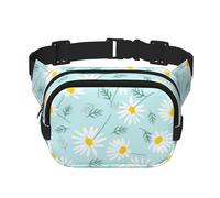 Delicata margherita floreale blu e bianca, Marsupio quadrato a doppio strato, borsa da viaggio, marsupio casual