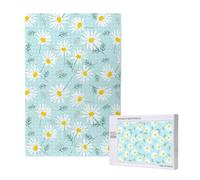 Delicata margherita floreale blu e bianca,Puzzle in legno da 1000 pezzi per adulti e adolescenti