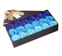 Delicata scatola di sapone con 18 rose, perfetta per migliorare l'atmosfera nei giorni speciali (blu)