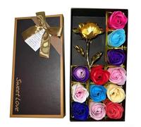 Delicata scatola di sapone con 18 rose, perfetta per migliorare l'atmosfera nei giorni speciali (oro)