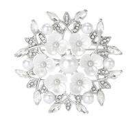 Delicata spilla a forma di fiore con perle finte, adatta per varie occasioni, tra cui banchetti e uso quotidiano, accessorio alla moda da donna