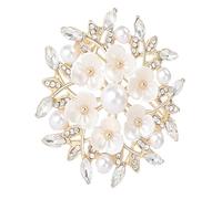 Delicata spilla a forma di fiore con perle finte, adatta per varie occasioni, tra cui banchetti e uso quotidiano, accessorio alla moda da donna