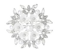 Delicata spilla a forma di fiore con perle finte, adatta per varie occasioni, tra cui banchetti e uso quotidiano, lega, perle finte