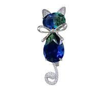 Delicata spilla a forma di gatti, ornamento di cristallo scintillante, lega robusta, accessorio per il seno, regalo per gli amanti degli animali, spilla in cristallo, Taglia unica, come descritto