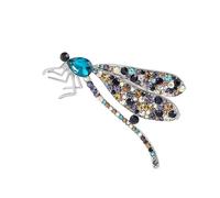 Delicata spilla a forma di libellula con strass da donna, gioielli per donne alla moda alla ricerca di accessori unici e di fascino, elegante spilla, Misura unica, come descritto