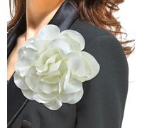 Delicata spilla a forma di rosa in raso, 19,1 cm, grande, da donna, con fiore di seta oversize con camelia, fermaglio per capelli e spilla a forma di fiore, per abiti, matrimoni, feste, vestiti,