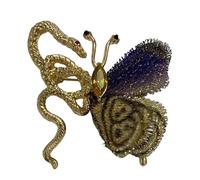 Delicata spilla a forma di serpente e farfalla da indossare per feste, elegante e versatile, accessorio per gli amanti della moda, spilla fatta a mano con dettagli