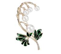 Delicata spilla floreale con perle, leggera, in lega di zinco, accessorio in oro e argento, per abiti, giacche, gigli, perle, One Size, come descritto