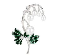 Delicata spilla floreale con perle, leggera, in lega di zinco, accessorio in oro e argento, per abiti, giacche, gigli, perle, One Size, come descritto