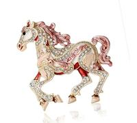 Delicata spilla smaltata a forma di cavallo con strass, elegante accessorio da bavero a forma di animale per feste, eventi, accessori quotidiani, spilla delicata a forma di cavallo, Misura unica, come