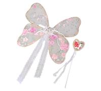 Delicate ali ricamate per bambini, belle ali di farfalla e bacchetta magica per servizi fotografici a tema e spettacoli sul palco, pizzo morbido e confortevole