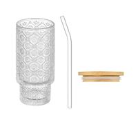 Delicate Begonias Modello Tazza di Vetro Funzionale 16oz Crimine Di Vetro Con Paglia Per Bevande Di Caffè E Succhi Di Succhi Di Uso