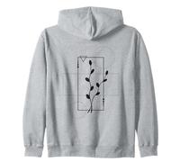Delicate Botanical Fine Line Art Backprint Felpa con Cappuccio