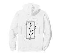 Delicate Botanical Fine Line Art Backprint Felpa con Cappuccio
