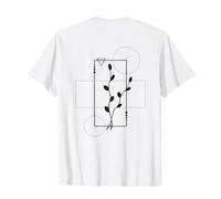 Delicate Botanical Fine Line Art Backprint Maglietta
