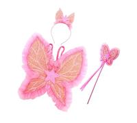 Delicate decorazioni floreali a forma di ali di farfalla, accessorio per costume con fascia e bastone per le fate, per feste di compleanno o spettacoli sul palcoscenico