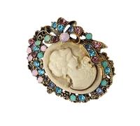 Delicate Maiden Cameo Pin Set di gioielli in oro vintage fatti a mano per camicette, accessori per cappotto, spilla color oro antico, Taglia unica, come descritto