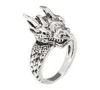 Delicati anelli da uomo a forma di drago, in acciaio inox, con disegni di animali nordici, ideali per feste e regali unici, anelli vintage a forma di drago, Misura unica, come descritto, come
