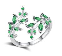 Delicati anelli di rami accentati in rame robusto con zirconia cubica anelli a foglia per eleganza quotidiana accessori in rame anti ossidazione, Misura unica, come descritto, come descritto