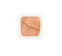 Delicati braccialetti in oro da donna, non si ossidano, braccialetto infinito con croce e perla in oro 18 carati, grazioso braccialetto a catena a strati, gioielli alla moda per donne, regalo di
