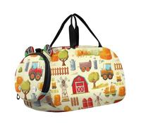 Delicati fiori di ciliegio rosa blu Duffle Bags per viaggio Tote Pernottamento Weekender Duffel Carry on Duffel Bag Boy Duffle Bag per bambini, Colorato Farm Life Beige, classico
