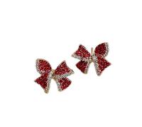 Delicati Orecchini a Bottone con Fiocco in zircone Rosso Vintage per Le Donne Orecchini a Cuore con Perle di Moda Coreana per Ragazze Regalo Femminile Fashion in Practical