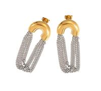 Delicati orecchini a catena lunga con cristalli Accent, struttura in acciaio inox, versatili gioielli da giorno a notte, gioielli alla moda con nappe, One Size, come descritto, come descritto
