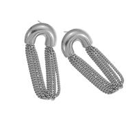 Delicati orecchini a catena lunga con cristalli Accent, struttura in acciaio inox, versatili gioielli da giorno a notte, orecchini pendenti in acciaio inossidabile, Medio, come descritto, come