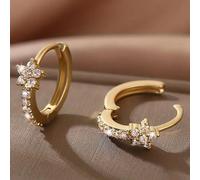 Delicati orecchini a cerchio con zirconi a forma di stella per le donne per tutti i giorni, casual, da lavoro, feste, gioielli regalo