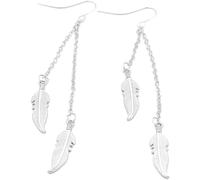 Delicati orecchini a forma di foglia di albero Orecchini a catena con nappa di piume, regalo di gioielli elegante ed elegante, argento 3525Deft è stato trattato