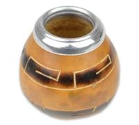 Delicatino - Azteca - Barattolo argentino in zucca da 150 - 200 ml, set di tazze di zucca, tè Yerba Mate, tè alla zucca, Bombilla non incluso
