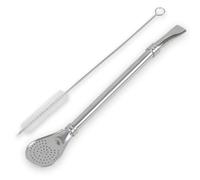 Delicatino Bombilla Cuchara 19 cm - Acciaio Inossidabile (con Spazzola per la Pulizia)