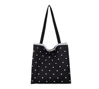 Delicato accento pizzo Trapano ascellare Morbida Tela Borsa a tracolla Ergonomica Compatta Quotidiana Borsa Essenziale di Pizzo Floreale Tela Borsa a tracolla, Nero , B