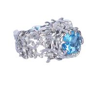 Delicato anello da donna in argento Sterling 925 con topazio blu e pietra portafortuna del mese di novembre misura 16 a R pietra topazio