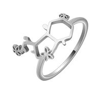 Delicato anello di molecola di serotonina cava per le donne ragazze in acciaio inossidabile Scienza chimica gioielli amici regalo argento oro colore anello, Metallo non prezioso