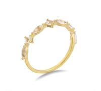 Delicato anello in oro, da donna, stile boho, stretto, con cristallo bianco, oro giallo 18,1 K, misura H 1/2