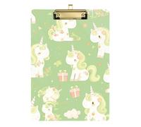 Delicato cartone animato unicorni verde chiaro bambini A4 ufficio clip board sottile foro standard per classe di quinta elementare essenziale per insegnanti dimensioni 9 x 12