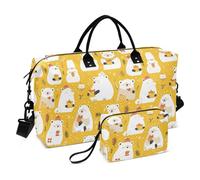 Delicato Cartoon Sun Bear Oro Decorativo Grande Carry On Aeroporto Borsa Palestra Sport Duffel Borse con Cinghia Regolabile per Escursionismo Impermeabile Bolsa de Mano para ropa de