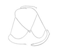 Delicato ciondolo a forma di cuore in metallo con nappe pendenti, elegante catena per il corpo, gioiello perfetto per eventi casual e formali, accessorio da sera, One Size, come descritto, come