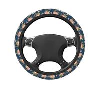 Delicato coprivolante elasticizzato universale per auto, con peonie e ciliegie, 38 cm, antiscivolo, traspirante, per SUV e camion