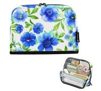 Delicato fiore blu foglie matite sacchetto cerniera matita caso grande matita borse ragazzi penne ragazze adolescenti floreale rosa bambini cancelleria ritorno a scuola forniture