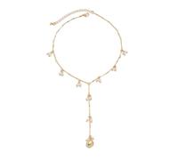 Delicato Giglio della Valle Collana a Y, Girocollo Lariat in oro con ciondoli floreali bianchi e ciondolo a goccia, catenina regolabile da 35cm 7cm, goccia da 10cm da donna, wedding & daily wear