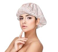 Delicato marmo rosa di marmo con imitazione dell'oro rosa,Cuffia da notte in raso per adulti - Cuffia da notte elastica per donna, copricapelli per la notte