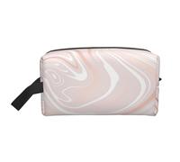 Delicato marmo rosa di marmo con imitazione oro rosa. Grande capacità per l'organizzazione di cosmetici, borsa da viaggio per il trucco da donna.
