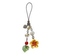Delicato ornamento a forma di cuore con Plumeria moda telefono appeso ornamento struttura in lega adatto per giovani adulti presente lega portachiavi accessorio, Giallo, Taglia unica